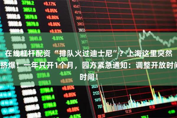 在线杠杆配资 “排队火过迪士尼”？上海这里突然被挤爆！一年只开1个月，园方紧急通知：调整开放时间！