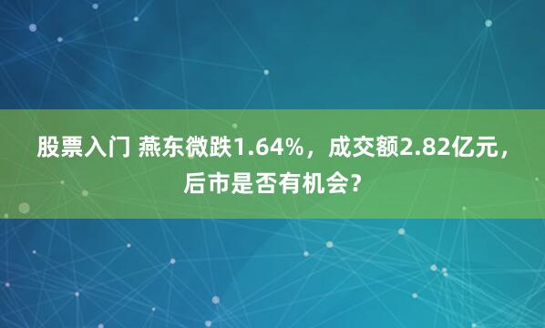 股票入门 燕东微跌1.64%，成交额2.82亿元，后市是否有机会？